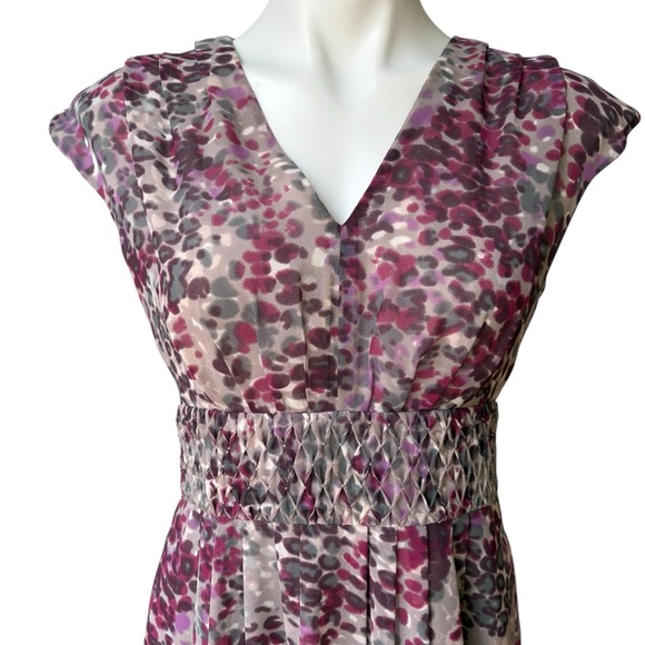 Banana Republic V-Neck Cap Sleeve Smocked Waist Chiffon Dress, Sz 2 - Picture 7 of 15